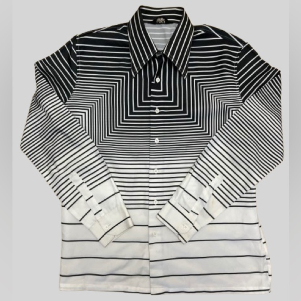 Black and White Striped Men's Shirt